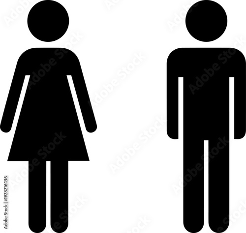 Simple black icons of man and woman standing side by side