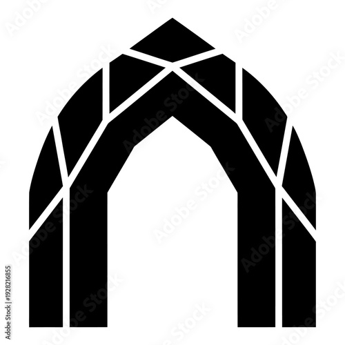 Gothic arch silhouette with geometric patterns architectural icon
