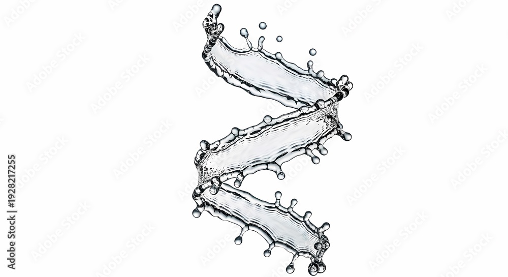 Obraz premium Dynamic Spiraling Water Splash with Fresh Droplets on a Clean White Background