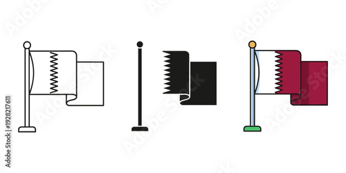 Retractable banner stands with flags in various colors and designs on white background