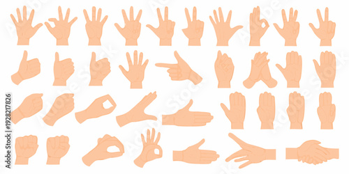 Collection of orange hand silhouettes displaying various gestures and poses