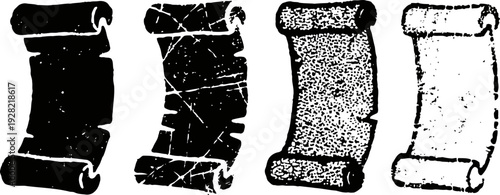 set of vintage parchment scrolls in various distressed texture styles