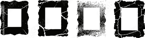 Grunge distressed frame edges with rough torn and dotted textures