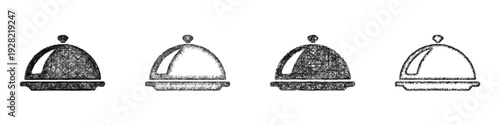 Sketch serving tray icon design set