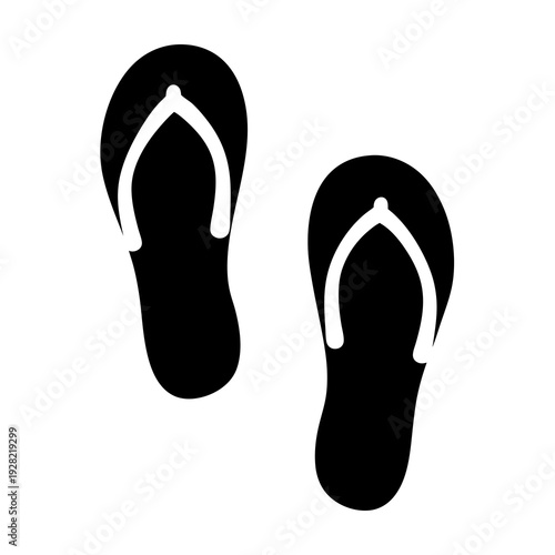 Silhouette of two flip flops summer footwear for beach and pool days