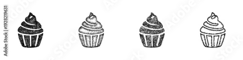 Sketch cupcake icon design set