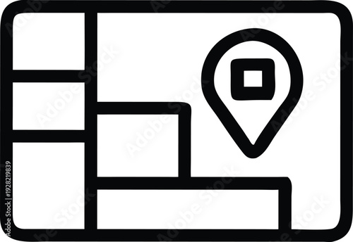 Digital map interface displaying a prominent location pin marker for navigation or tracking services