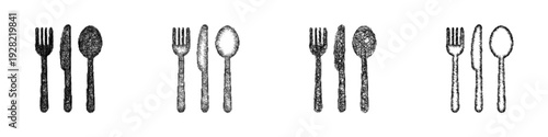 Sketch cutlery icon design set