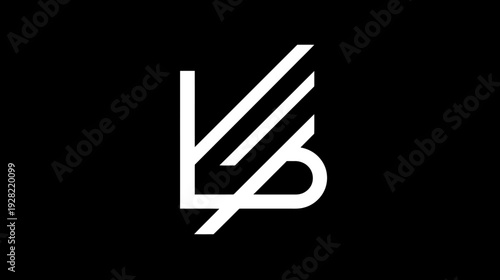 Elegant abstract geometric line art symbol in white on a black background, minimalist graphic design element for modern concepts.