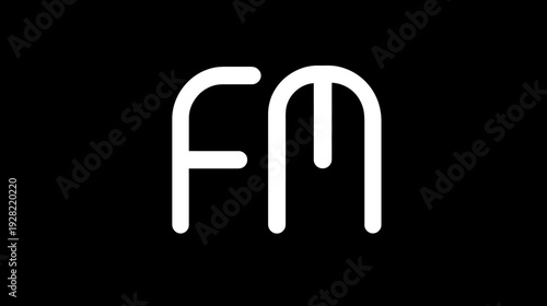 Stylized white 'FM' monogram or logo concept on a black background, minimalist and modern design for branding and identity.