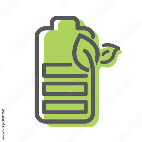 Battery saver icon with a leaf symbol inside. 