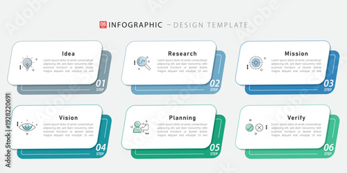 Infographic template. 6 Step timeline journey, Flat simple infographics design template. presentation graph. Business concept with numbers 6 options or steps vector illustration.