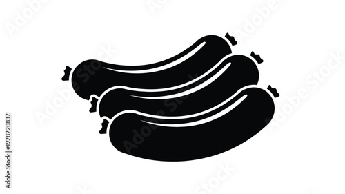 Three black sausages depicted in a minimalist graphic silhouette