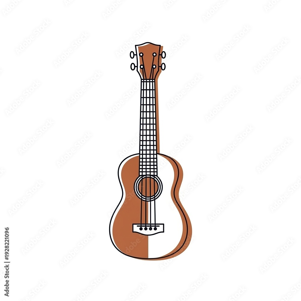 Obraz premium Stunning brown and white acoustic guitar with black strings