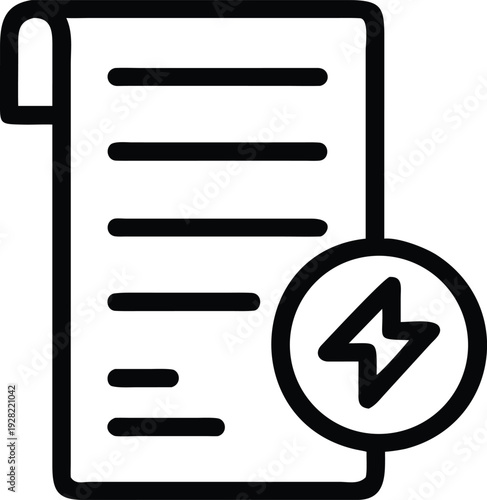 Document With Lightning Bolt Icon Symbolizing Fast Electronic Financial Services Or Energy Bill