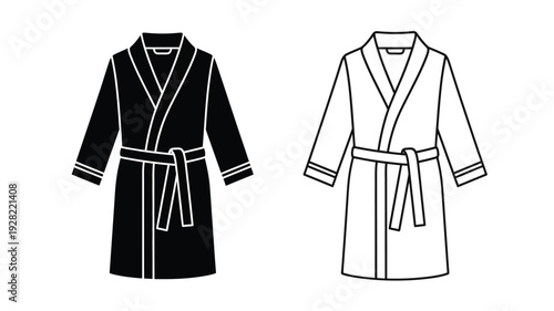 Two bathrobes one dark and one light displayed as a silhouette
