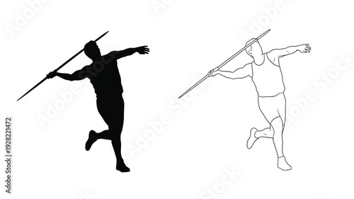 Javelin thrower in action depicted as a striking silhouette