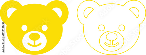 teddy bear vector set collection group with cute toy silhouette and outline icons, baby nursery plush mascot symbol isolated on transparent background, editable minimalist design