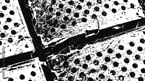 Abstract black and white geometric texture with dots and intersecting lines pattern design