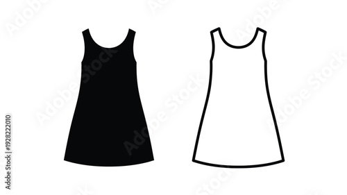 Two simple dress designs presented as a black and white silhouette