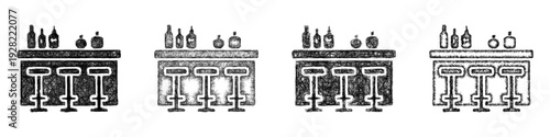 Sketch bar counter icon design set