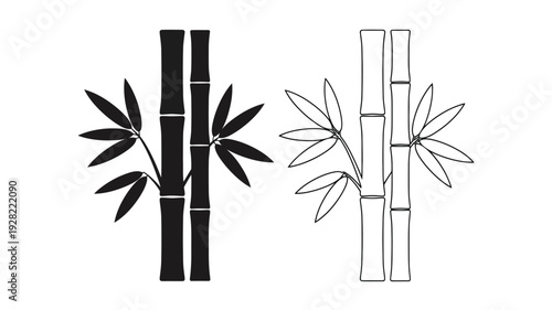 Minimalist bamboo stalks in contrasting tones a striking silhouette