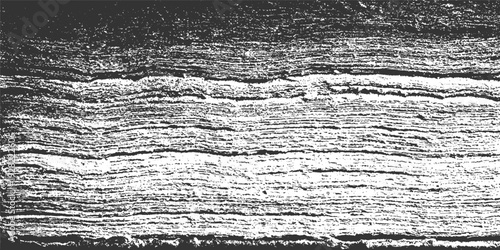 Black and white textured horizontal striations with rough organic patterns abstract