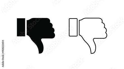 Two thumbs down icons one filled and one outlined silhouette