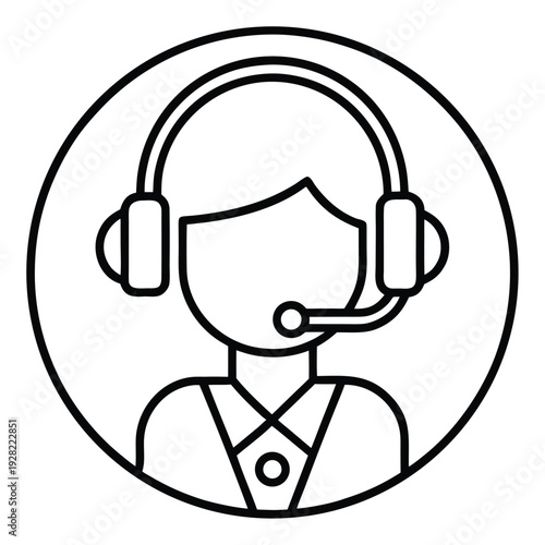 line drawing of a person wearing a headset  customer service representative icon