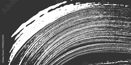 Abstract monochrome textured background with sweeping white brush strokes on dark gray
