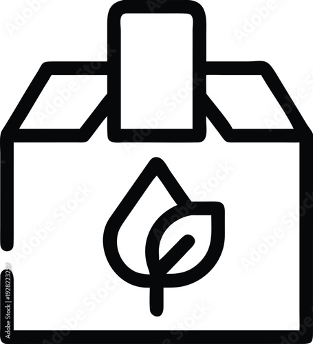 Eco friendly packaging box with a leaf symbol for sustainable shipping solutions and environmental care