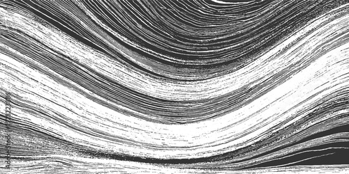 Abstract monochrome textured background with flowing curved lines and grainy detail pattern