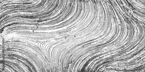 Black and white swirling textured lines forming abstract organic patterns curves
