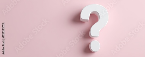 The Question Mark Symbol on Pastel Pink Background with Shadowed Minimal Design