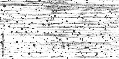 Black ink dots scattered across textured horizontal lines on white background spots