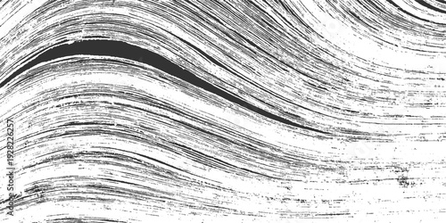 Abstract monochrome textured background with swirling brush strokes and grainy detail