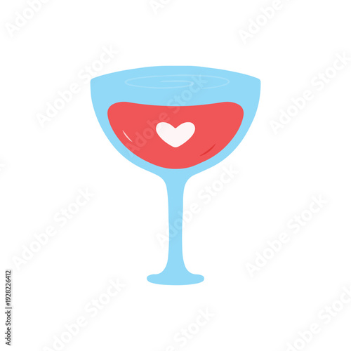 Blue Glass with Red Liquid and White Heart