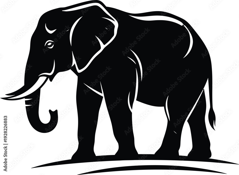 Fototapeta premium Silhouette of a majestic elephant standing proudly in profile
