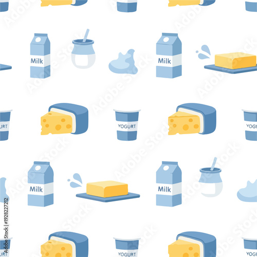 Assorted Dairy Products in Blue Packaging.