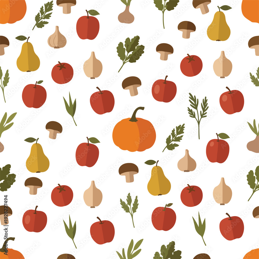 Obraz premium Assorted Fruits and Vegetables Pattern Design.