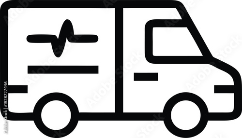 Emergency Medical Ambulance Vehicle with Heartbeat Line Monitor Icon