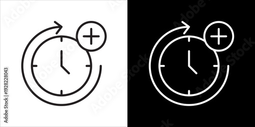 Overtime Icon Sheet Black And White