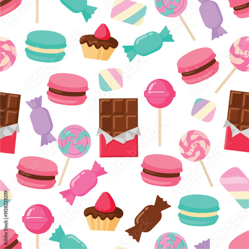 Colorful Sweets and Desserts Pattern.
