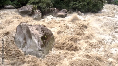 Wallpaper Mural Scenic dramatic view with the powerful waters of Urubamba River crossing the Sacred Valley in Aguas Calientes Torontodigital.ca