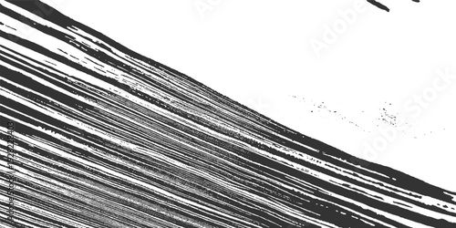 Black and white textured diagonal brush strokes with scattered dots on white background
