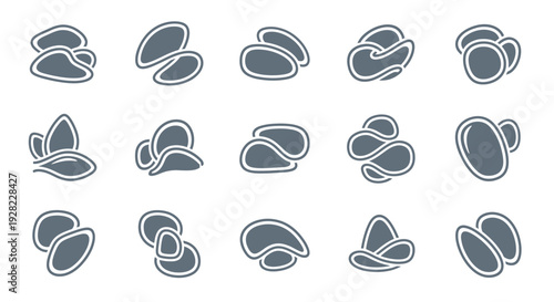 Potato chips icons set. Crispy snack vector illustration.