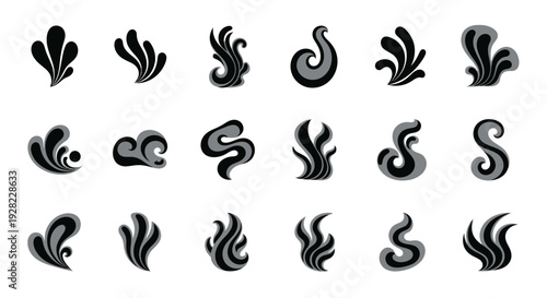 Smoke vector design elements set. Abstract shapes.