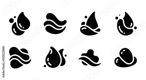 Water drop vector icons set. Liquid droplet symbols.