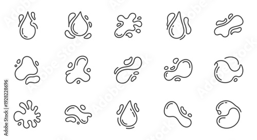 Water drop vector icons. Liquid shape set