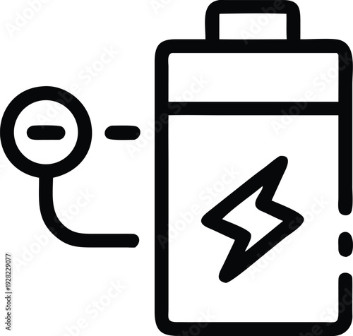 Essential Battery Power Level Decrease Indicator Outline Icon for Technology